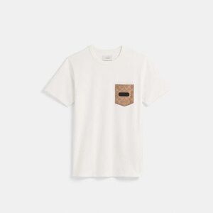 Coach White T-Shirt with Brown Pocket